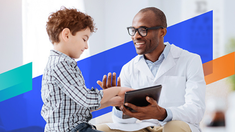 Optometrist high-fiving a patient